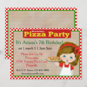 Girls Pizza Party Invitation Kaart (Voorkant / Achterkant)