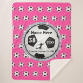 Girls Plush Soccer Blanket Personaliseerde uw KLEU Sherpa Deken (Voorkant)