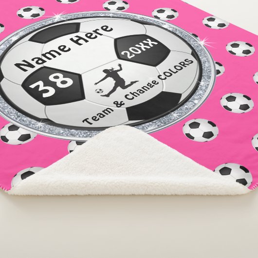 Girls Plush Soccer Blanket Personaliseerde uw KLEU Sherpa Deken (3/4)