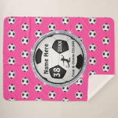 Girls Plush Soccer Blanket Personaliseerde uw KLEU Sherpa Deken (Voorkant (horizontaal))