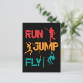Girls Pole Vaulting Running Jumping Briefkaart (Staand voorkant)