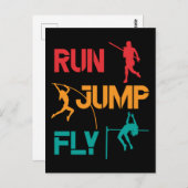 Girls Pole Vaulting Running Jumping Briefkaart (Voorkant / Achterkant)