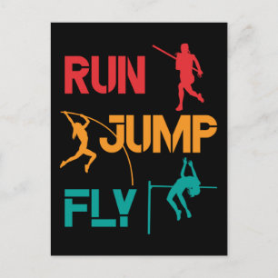 Girls Pole Vaulting Running Jumping Briefkaart