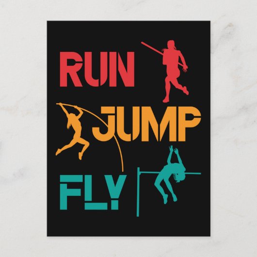 Girls Pole Vaulting Running Jumping Briefkaart (Voorkant)