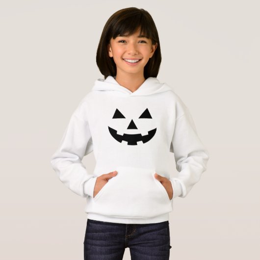 Girl's pomkin Face / White Hoodie (Voorkant volledig)