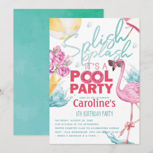 Girls Pool Party Birthday Kaart