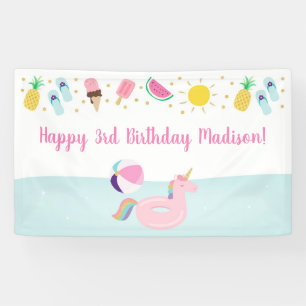 Girls Pool Party Ice Cream Sunshine Birthday Spandoek