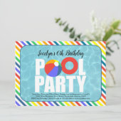 Girl's Pool Party Verjaardagsfeestje Uitnodiging (Staand voorkant)
