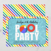 Girl's Pool Party Verjaardagsfeestje Uitnodiging (Voorkant / Achterkant)