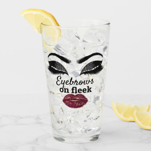 Girls Power Custom Bridal Red Kiss Lips Lashes Glas (Voorkant ijs)