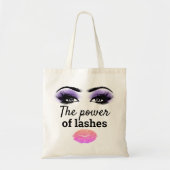 Girls Power Lashes Makeup Kiss Paars Roze Aangepas Tote Bag (Voorkant)