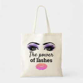 Girls Power Lashes Makeup Kiss Paars Roze Aangepas Tote Bag