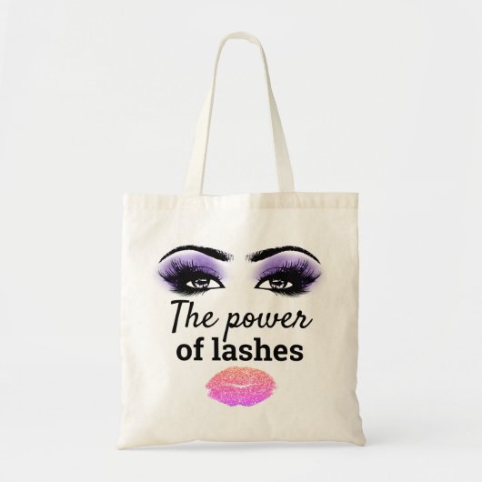 Girls Power Lashes Makeup Kiss Paars Roze Aangepas Tote Bag (Voorkant)
