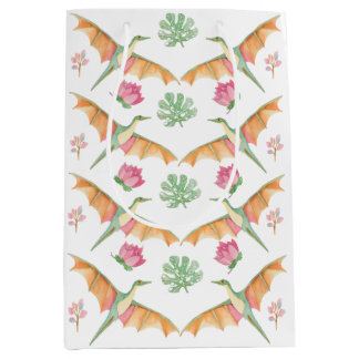 Girls Pretty Dinosaur Birthday Gift Bag Medium Cadeauzakje