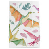 Girls Pretty Dinosaur Birthday Gift Bag   Medium Cadeauzakje (Achterkant)