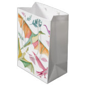 Girls Pretty Dinosaur Birthday Gift Bag   Medium Cadeauzakje (Achterkant Gekanteld)