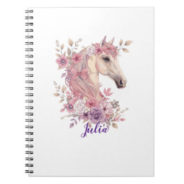 Girls Pretty Ponies Pastel Floral Horse Notitieboek