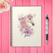 Girls Pretty Ponies Pastel Floral Horse Notitieboek
