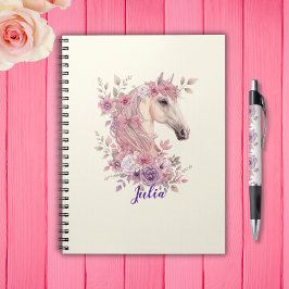 Girls Pretty Ponies Pastel Floral Horse Notitieboek