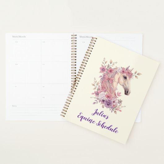 Girls Pretty Ponies Pastel Floral Horse Planner (Display)