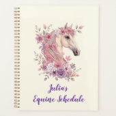 Girls Pretty Ponies Pastel Floral Horse Planner (Voorkant)