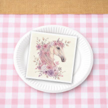 Girls Pretty Ponies Pastel Floral Horse