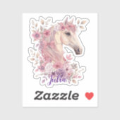 Girls Pretty Ponies Pastel Floral Horse Sticker (Vel)