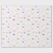 Girls Princess Crown Birthday Cadeaupapier (Vlak)
