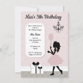 Girls Princess Invite, Tea party Invitation Kaart