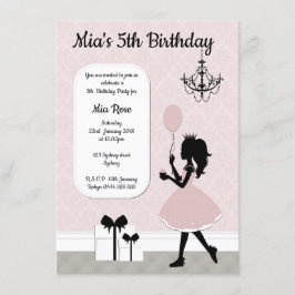 Girls Princess Invite, Tea party Invitation Kaart