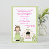 Girl's Prinses & Coach Uitnodiging voor verjaardag (Staand voorkant)