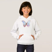 Girls Pullover Hoodie Antiek Blue Butterfly (Voorkant volledig)