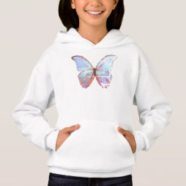 Girls Pullover Hoodie Antiek Blue Butterfly