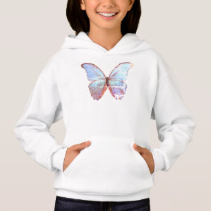 Girls Pullover Hoodie Antiek Blue Butterfly