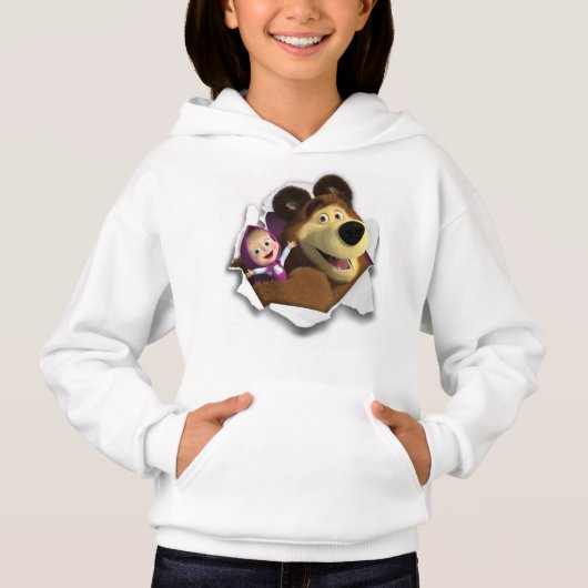 Girl's Pullover Hoodie Masha en het Beer (Voorkant)