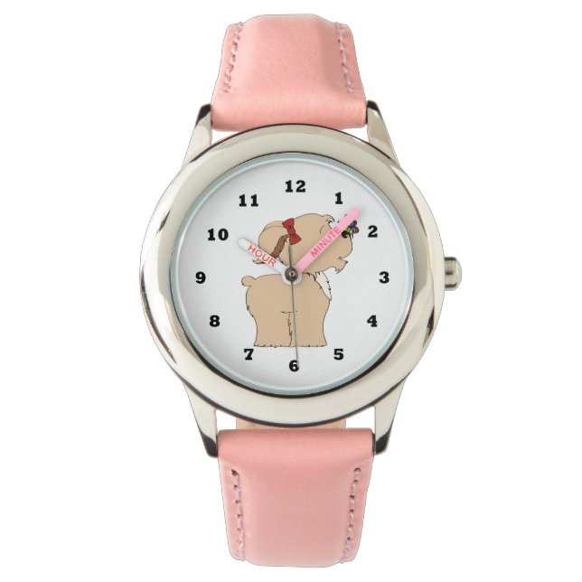 Girls Puppy cartoon leuk horloge (Voorkant)