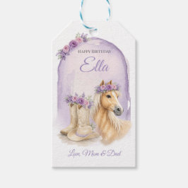 Girls Purple Floral Horse Birthday Cadeaulabel