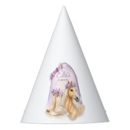 Girls Purple Floral Horse Birthday Party Hats Feesthoedjes