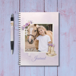 Girls Purple Floral Horse Notitieboek