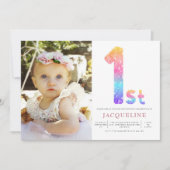 Girls Rainbow 1e Birthday Foto Kaart (Voorkant)