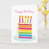 Girl's Rainbow Birthday Cake Slice Kaart (Gele Bloem)