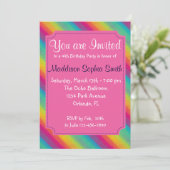 Girls Rainbow Birthday-uitnodigingen Kaart (Staand voorkant)