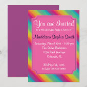 Girls Rainbow Birthday-uitnodigingen Kaart (Voorkant / Achterkant)