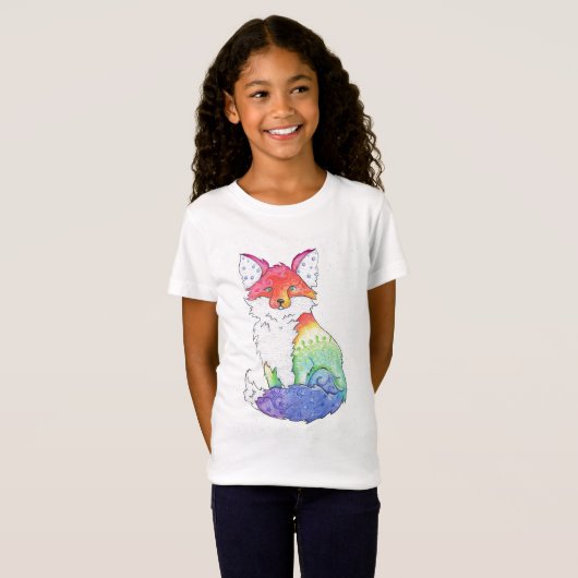 Girls Rainbow Fox T-shirt (Voorkant volledig)