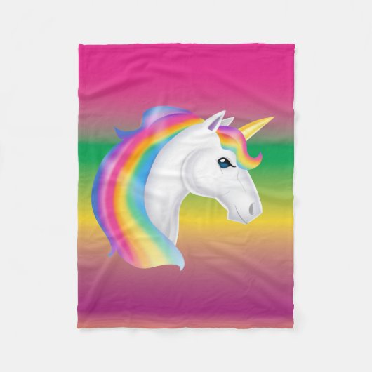 Girls Rainbow Unicorn Fleece Deken (Voorkant)