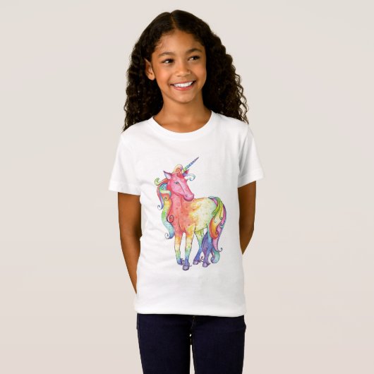 Girls Rainbow Unicorn T-shirt (Voorkant volledig)