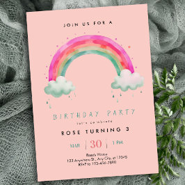 Girls Rainbow Verjaardag Uitnodiging