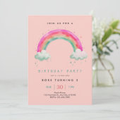 Girls Rainbow Verjaardag Uitnodiging (Staand voorkant)