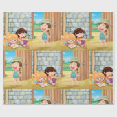 Girls Reading In A Barn Wrapping Paper Cadeaupapier (Vlak)