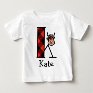 Girl's rendierprogramma's geplakt T-shirt initiaal